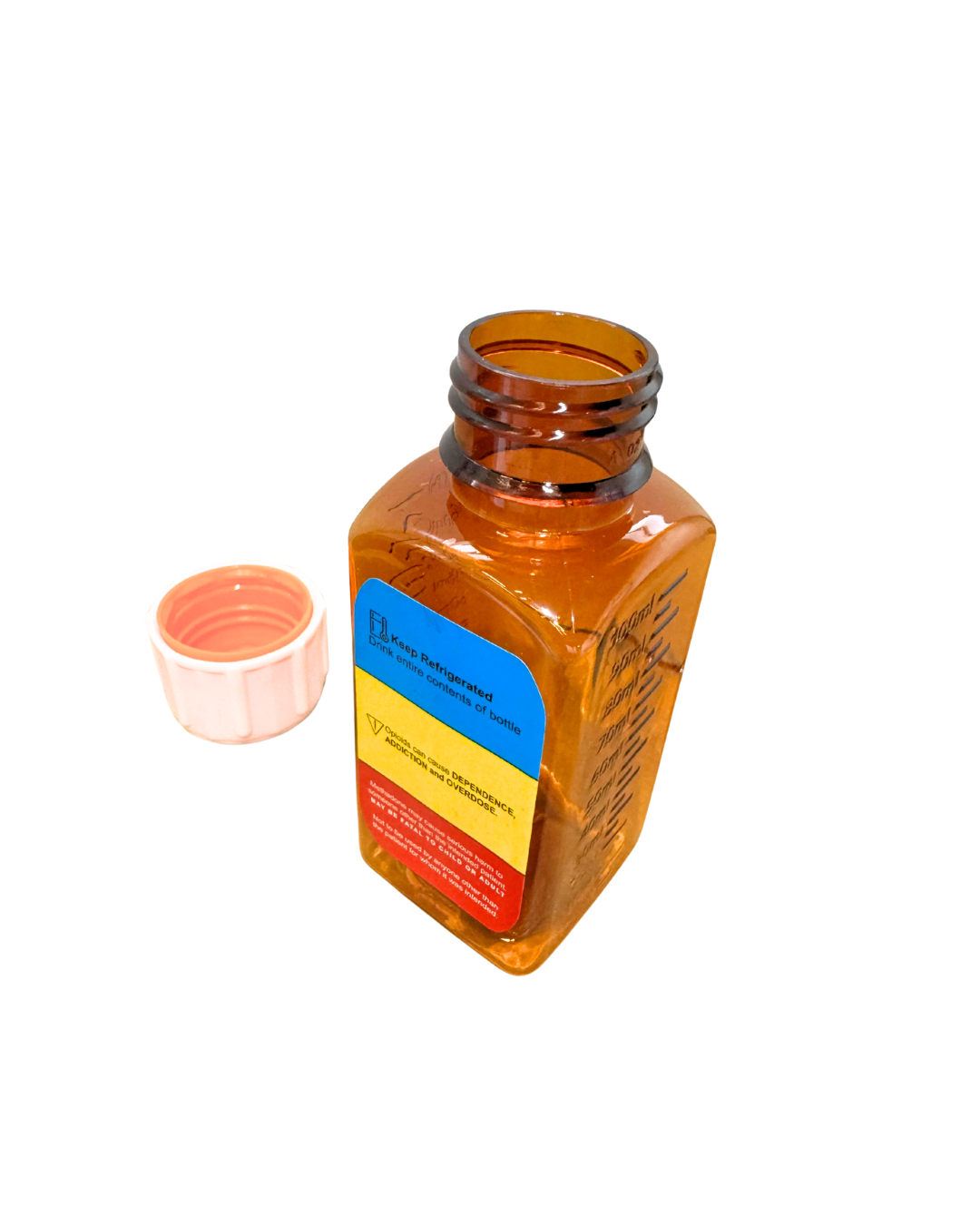 100 ml Square Methadone Bottle - Tamper Evident with Auxiliary Label (QTY 500)