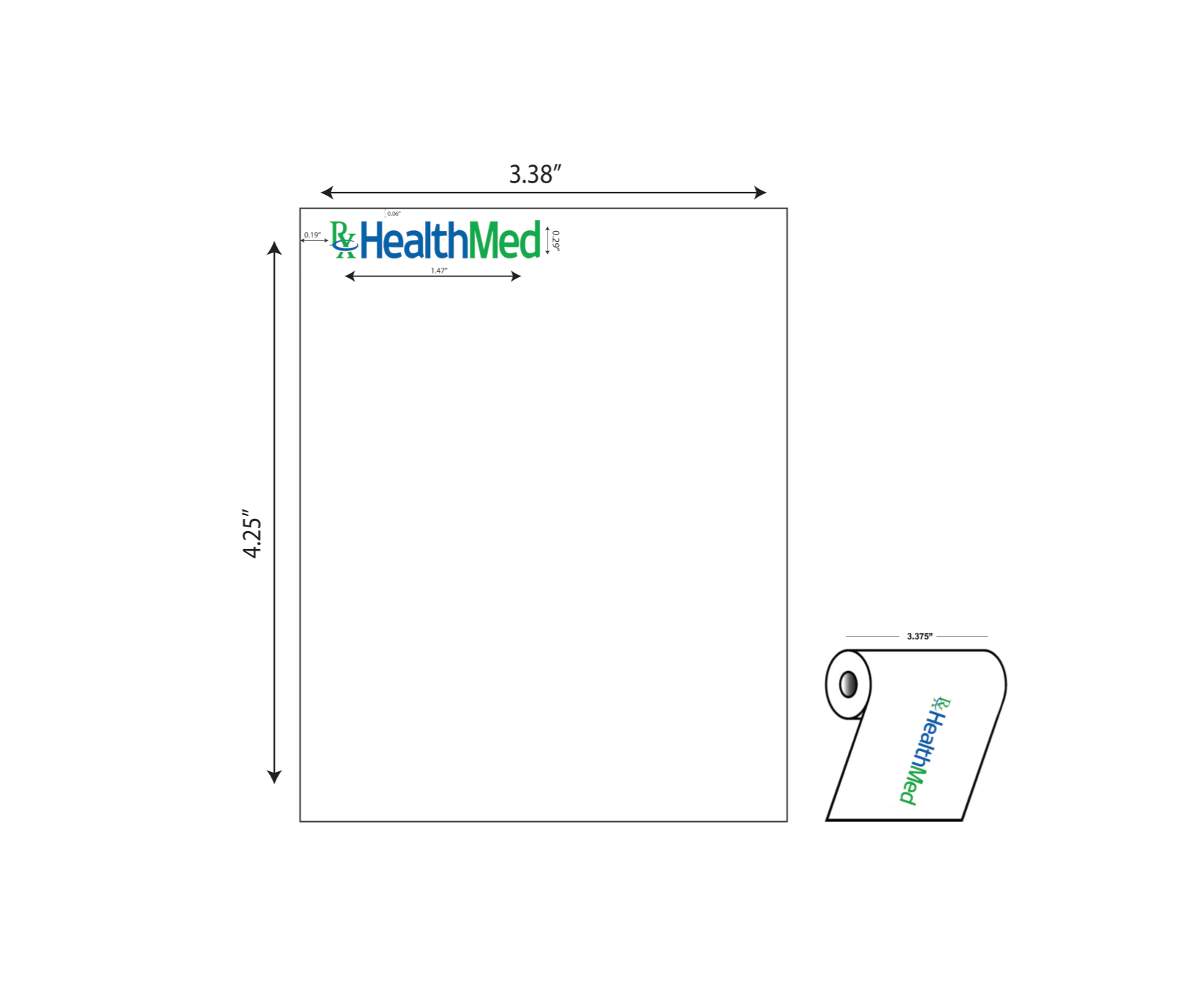 Rx HealthMed 3.375x4.25" Thermal Direct Receipt